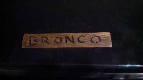 1979 Ford Bronco - Wooden plaque displaying the name BRONCO.