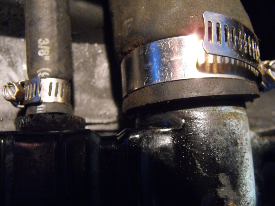 3/8 inch hoses connect from the in-rad cooling loop to 3/8 inch I.D. polymer coated, high copper content Polyarmour steel lines. By the time they rust coal burning electric cars will be long forgotten.