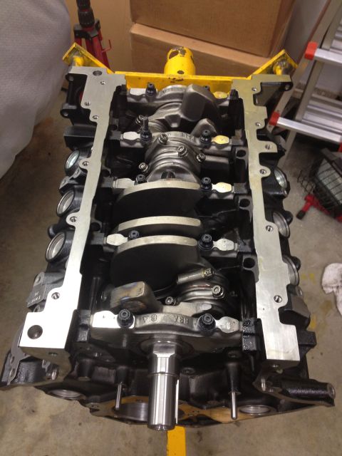 1992 Ford Crown Victoria - Close-up view of an engine block assembly, showing internal components like the crankshaft and connecting rods.