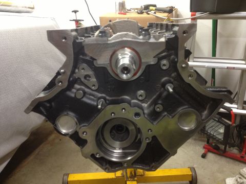 1992 Ford Crown Victoria - Close-up view of a disassembled engine block, likely undergoing repair or modification.