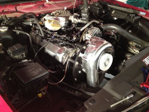 1992 Ford Crown Victoria - Engine bay with a polished supercharger and V8 engine components visible.