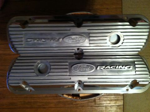 1992 Ford Bronco - Close-up of two Ford Racing valve covers, showing the embossed Ford oval and "RACING" text.