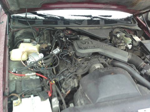 1992 Ford Crown Victoria - Engine bay of a V8 car, with visible "V8 OVERHEAD CAM" text on the cover.