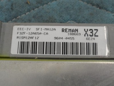 1994 Ford Bronco - This engine control module has a label with part numbers and codes, including EEC-IV SFI-MA12A and X3Z.