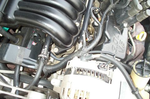 2001 Ford Taurus - Close-up of engine components, including a 3.0L V6 designation.