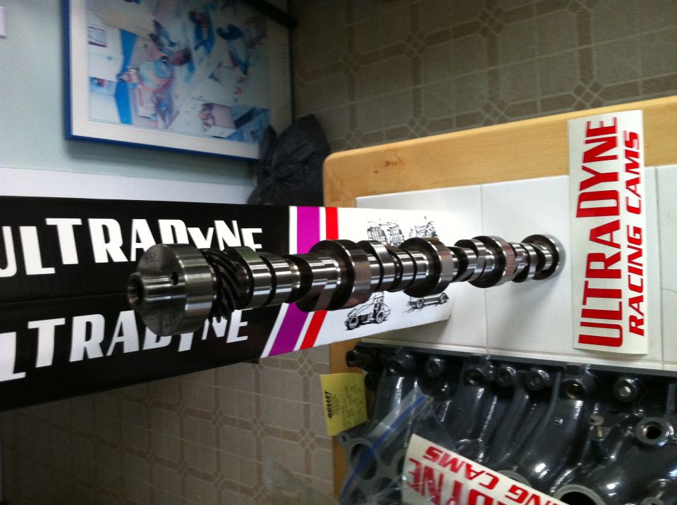 Camshaft with Ultradyne Racing Cams branding