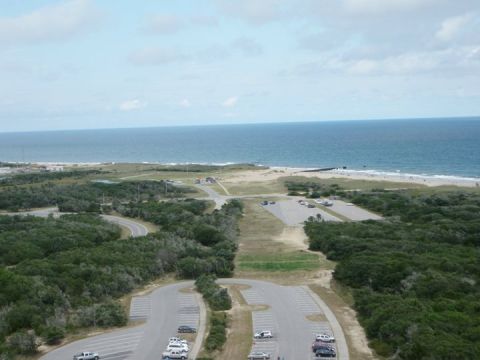1979 Ford Bronco - Coastal landscape with multiple parking areas and the ocean in the background.