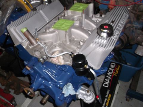 1967 Ford Mustang - Engine block and valve covers, possibly for a classic car build.