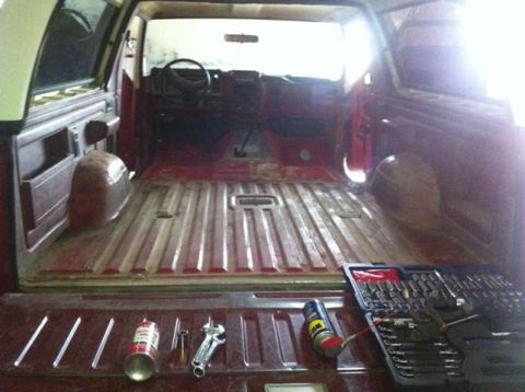 1982 Ford Bronco - Stripping the 1985 Doner Bronco Cab. $850 for the whole truck at a salvage.