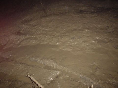 1995 Ford Bronco - The ground is covered in thick mud, suggesting a vehicle may be stuck.