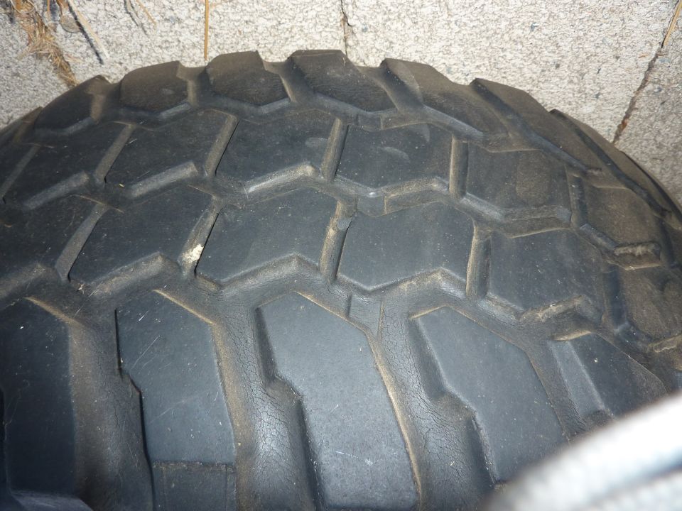 Close-up of a tire tread pattern