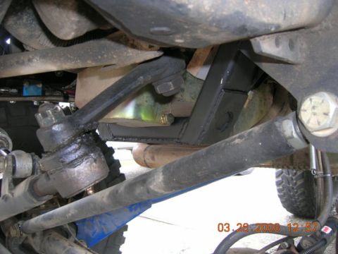 1995 Ford Bronco - Undercarriage view showing steering components and a custom crossmember.