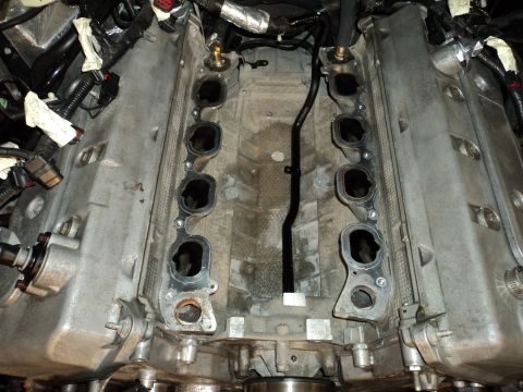 2004 Mercury Grand Marquis - Engine components are visible after the intake manifold has been removed.