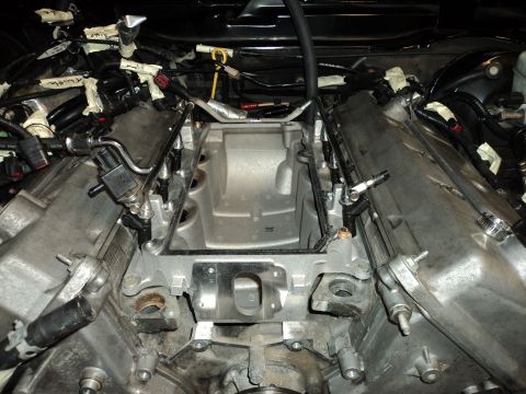 2004 Mercury Grand Marquis - Engine intake manifold and wiring harness during a repair or modification.