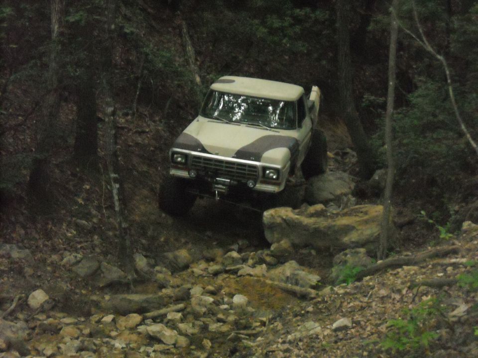 1979 Ford F-150 navigating rocky terrain