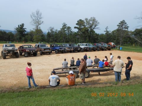 2013 Ford Bronco - A gathering of off-road vehicles and people at an outdoor event. The date stamp indicates the photo was taken on August 2, 2012.