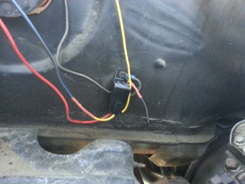 1978 Ford Bronco - Close-up of an automotive relay and its associated wiring, likely part of a motor rebuild.