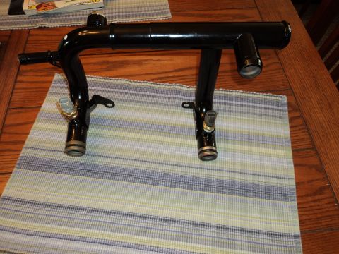 2004 Mercury Grand Marquis - Engine coolant crossover pipe with sensors, likely for a Ford modular engine.