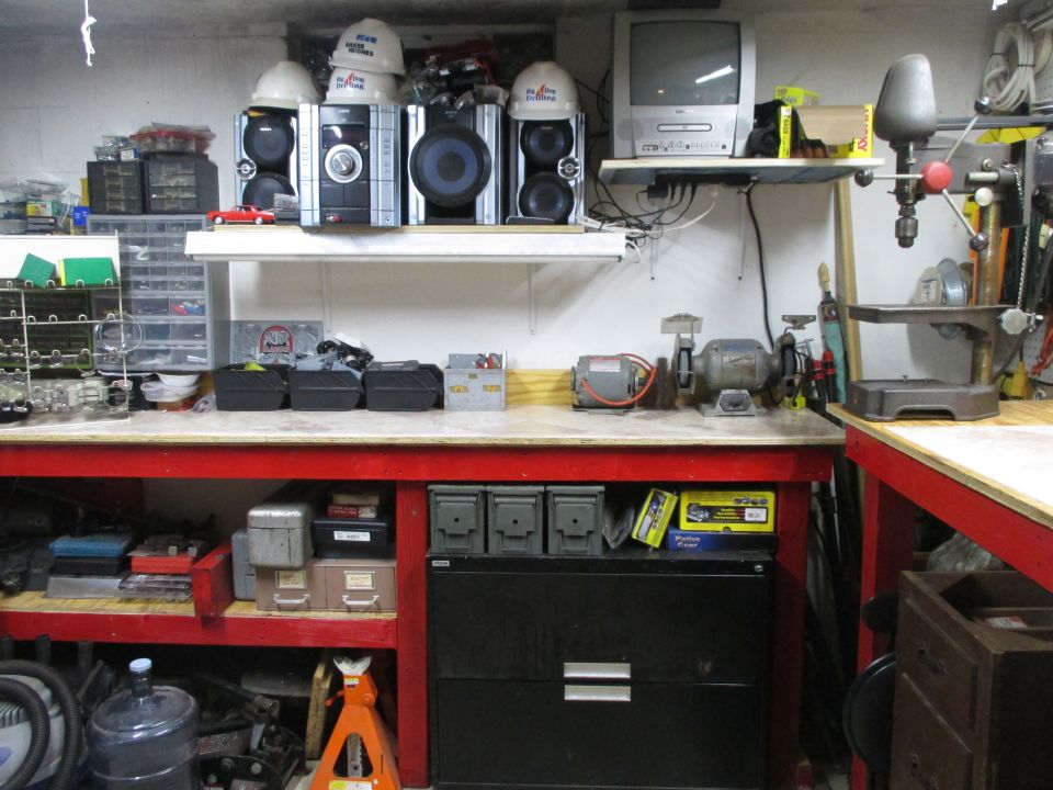 Red toy car on shelf