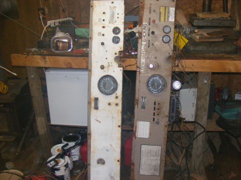 1978 Ford Bronco - Two dashboard instrument panels, one white and one rusty brown, are displayed with visible gauges and wiring.