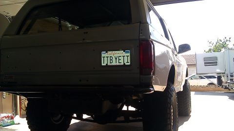 1996 Ford Bronco - Rear view of a 1996 Ford Bronco showing its California license plate.