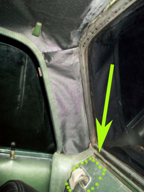 1971 Ford Ranchero - Close-up of the interior trim and window seal in a 1971 Ford Ranchero.