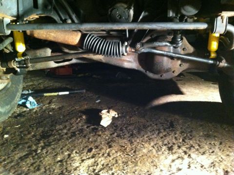 1992 Ford Bronco - Close-up view of the steering and suspension system on a 1992 Ford Bronco.