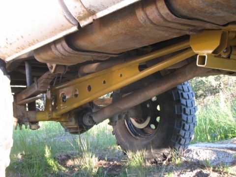 1989 Chevrolet C/K Pickup - Underside view of a truck's rear axle, differential, and suspension components.