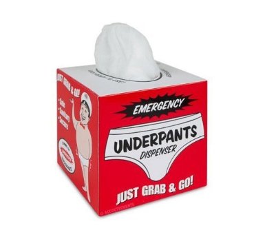 1978 Ford F-250 - A novelty tissue dispenser designed to look like an underpants box is shown against a white background.
