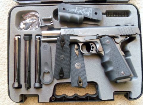 2000 Mercury Grand Marquis - A pistol, extra magazines, and cleaning tools are neatly organized in a black carrying case.