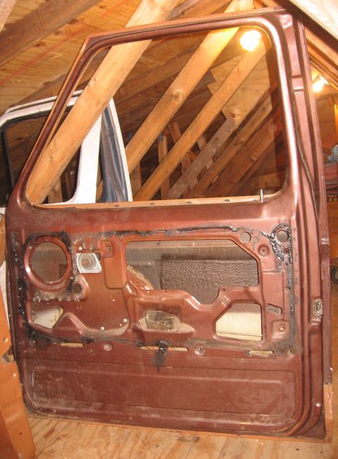 1980 Ford Bronco - Passenger door shell inside.