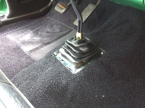 1971 Ford Ranchero - Interior view of a car's floor, focusing on the shifter and pedals.
