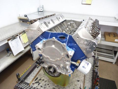1982 Ford Bronco - Engine block and cylinder heads assembly, likely a performance build, with an oil filter installed.