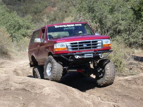 1996 Ford Bronco - This 1996 Ford Bronco is equipped for off-road adventures with its lifted suspension and large tires.