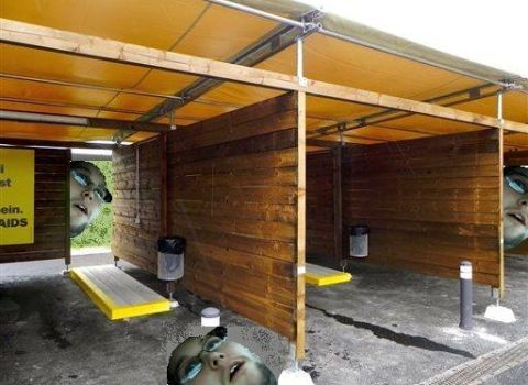 2003 Ford Crown Victoria - A scene of car wash stalls with faces digitally added to the image.
