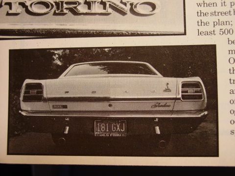 1969 Ford Fairlane - The rear of a 1969 Ford Fairlane, identified by its taillights, script, and Cobra emblem.