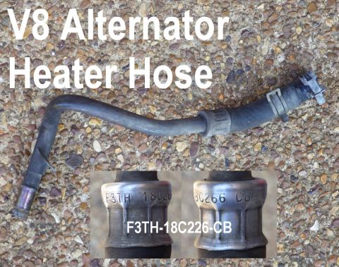 Used V8 alternator heater hose part F3TH-18C226-CB with stamped part number insets