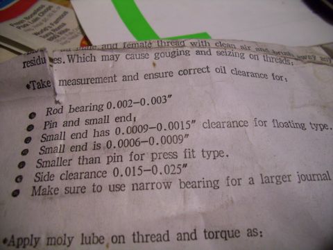 1995 Ford Probe - Technical document details measurements for rod bearing and small end clearance.