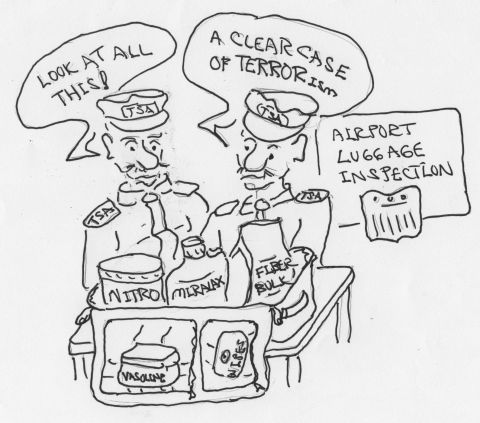 1975 Ford Ranchero - TSA agents humorously inspect luggage, mistaking common items for a clear case of terrorism.
