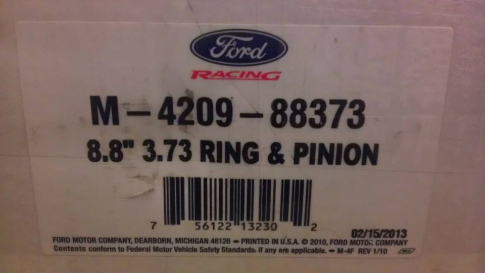 Ford Racing M-4209-88373 8.8" 3.73 Ring & Pinion label