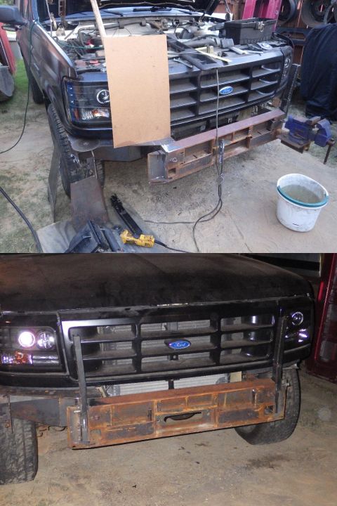 1983 Ford Bronco - I cut off the tack welds holding the R box together and added that grille guard mechanism. The tubing for the actual guard should be here M…
