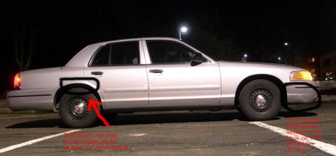 1999 Ford Crown Victoria - Passenger side of car with defects shown