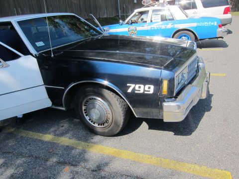2001 Ford Crown Victoria - Photograph of classic police sedans, not a technical document.