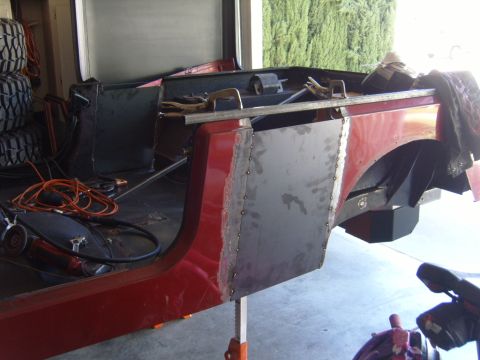 1985 Jeep CJ7 - Body panel repair in progress on a 1985 Jeep CJ7.