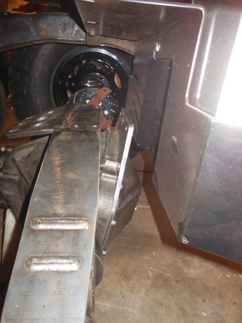 1985 Jeep CJ7 - Close-up view of the rear axle and suspension modifications on a Jeep CJ7.