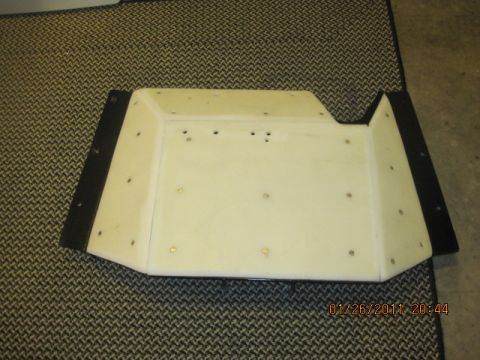 1985 Jeep CJ7 - A white plastic part with black trim is shown on a carpeted surface, with a date stamp of 01/26/2011.