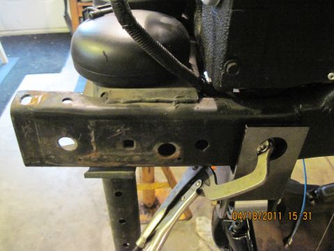 1985 Jeep CJ7 - Vehicle frame section with a clamp and bracket visible, timestamp 04/18/2011.