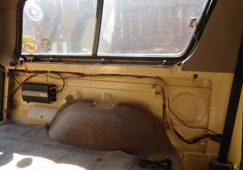 1983 Ford Bronco - I positioned the power inverter so it would fit in the pocket of the stock bedwall panel, or be hidden by a custom one. I'll add some exten…