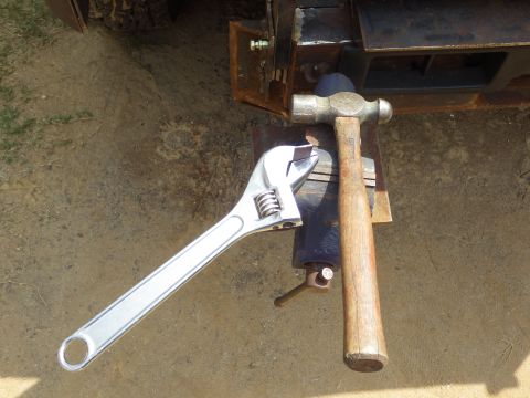 1983 Ford Bronco - To mimic the lump for the upper bolt, I started with a scrap of ~14ga steel and twisted it in a vise. Hammering on the wrench keeps the ben…