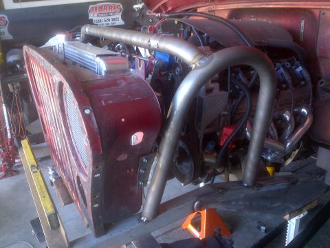 1985 Jeep CJ7 - Custom engine swap underway on a 1985 Jeep CJ7, a new exhaust system and radiator.